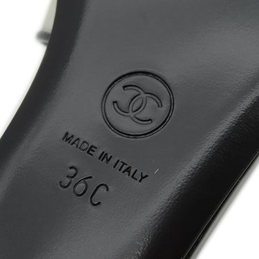 シャネル CHANEL ココマーク メッシュ G37156 ベージュ×ブラック レザー メッシュ ＃36 サンダル ミュール