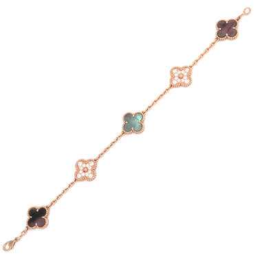 ヴァンクリーフアーペル Van Cleef & Arpels ヴィンテージアルハンブラ ブレスレット VCARP2R100 グレーXピンクゴールド K18PG ダイヤモンド グレーマザーオブパール ブレスレット 750PG 5モチーフ 24石