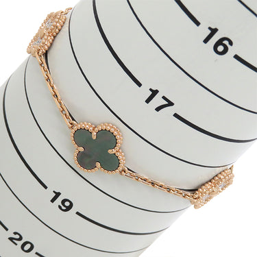 ヴァンクリーフアーペル Van Cleef & Arpels ヴィンテージアルハンブラ ブレスレット VCARP2R100 グレーXピンクゴールド K18PG ダイヤモンド グレーマザーオブパール ブレスレット 750PG 5モチーフ 24石