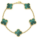 ヴァンクリーフアーペル Van Cleef & Arpels ヴィンテージ アルハンブラ ブレスレット VCARL80900 グリーンXイエローゴールド K18YG マラカイト ブレスレット 緑 750YG 5モチーフ