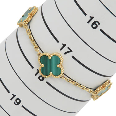 ヴァンクリーフアーペル Van Cleef & Arpels ヴィンテージ アルハンブラ ブレスレット VCARL80900 グリーンXイエローゴールド K18YG マラカイト ブレスレット 緑 750YG 5モチーフ