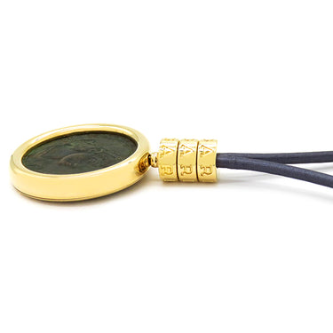 ブルガリ BVLGARI モネーテ アンティークコイン ブラックXイエローゴールドXネイビー K18YG アンティークコイン ネックレス 750 AD337-361 コンスタンティヌス2世