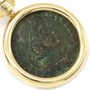 ブルガリ BVLGARI モネーテ アンティークコイン ブラックXイエローゴールドXネイビー K18YG アンティークコイン ネックレス 750 AD337-361 コンスタンティヌス2世