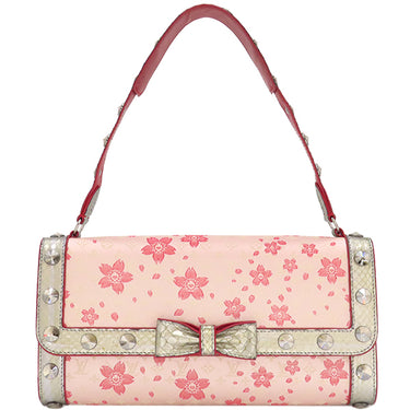 ルイヴィトン LOUIS VUITTON アマレーヌ ローズ M92586 ピンク×シルバー パイソン モノグラム サテン チェリーブロッサム ショルダーバッグ シルバー金具 村上隆 ワンショルダー