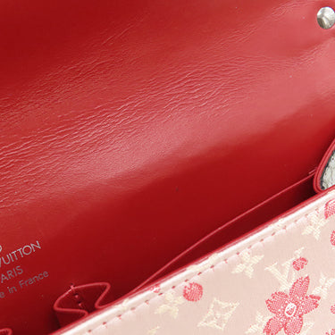 ルイヴィトン LOUIS VUITTON アマレーヌ ローズ M92586 ピンク×シルバー パイソン モノグラム サテン チェリーブロッサム ショルダーバッグ シルバー金具 村上隆 ワンショルダー