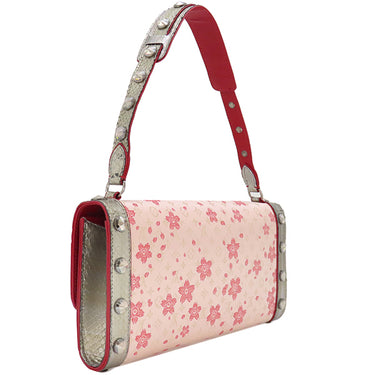 ルイヴィトン LOUIS VUITTON アマレーヌ ローズ M92586 ピンク×シルバー パイソン モノグラム サテン チェリーブロッサム ショルダーバッグ シルバー金具 村上隆 ワンショルダー