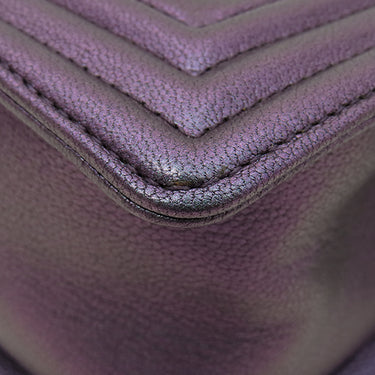 シャネル CHANEL ボーイシャネル チェーンショルダー パープル グレインドカーフスキン ショルダーバッグ 紫 レインボー金具