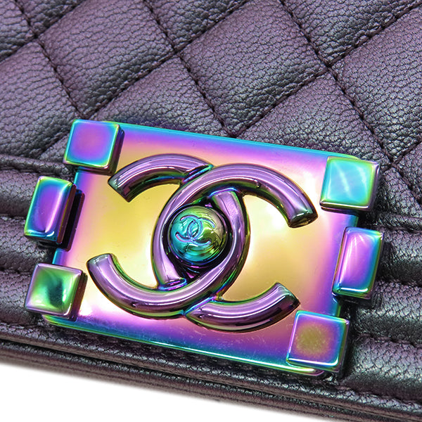 シャネル CHANEL ボーイシャネル チェーンショルダー パープル グレ
