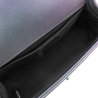 シャネル CHANEL ボーイシャネル チェーンショルダー パープル グレインドカーフスキン ショルダーバッグ 紫 レインボー金具