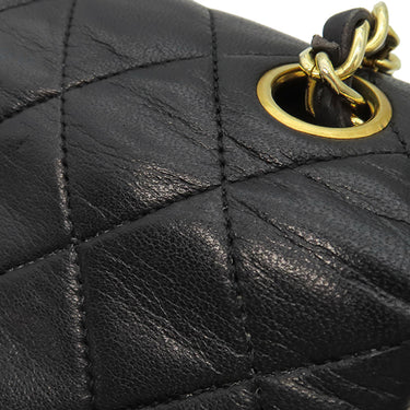 シャネル CHANEL スクエア マトラッセ チェーンショルダー ブラック ラムスキン ショルダーバッグ ゴールド金具 黒 斜め掛け