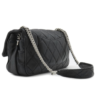 シャネル CHANEL マトラッセ チェーンショルダー A37048 ブラック ラムスキン ショルダーバッグ シルバー金具 黒 ココマーク