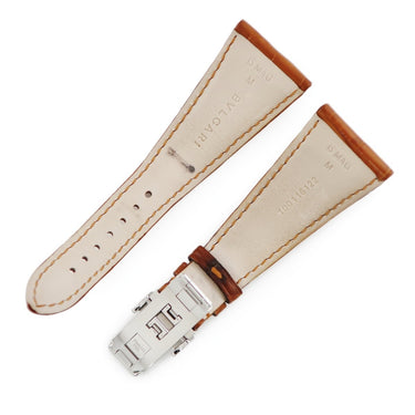 ブルガリ BVLGARI アショーマ（AA48）用 クロコバンド M ブラウン クロコダイル ステンレススチール 腕時計パーツ 純正 替え ベルト ストラップ 28mm 純正SS製バックル付 ブラウン 茶