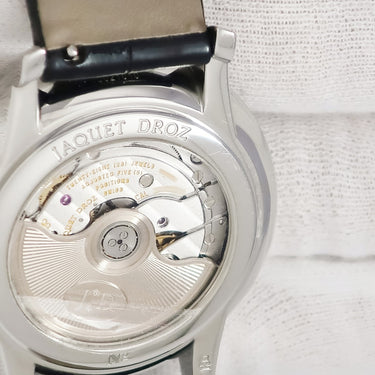 腕時計 ジャケ・ドロー Jaquet Droz プティ ウール ミニット デイト アストラル J021010201 自動巻き メンズ OH済 純正ダイヤ 黒