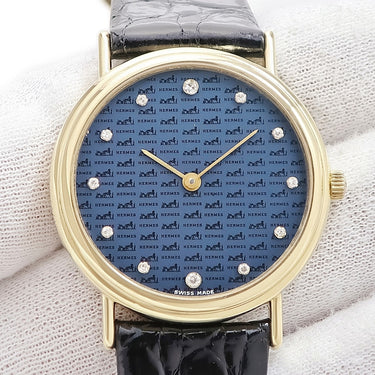 腕時計 エルメス HERMES マゼラン 自動巻き メンズ レディース K18YG無垢 純正ダイヤ 限定 ヴィンテージ ラウンド