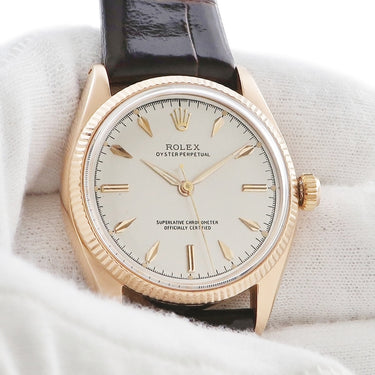 腕時計 ロレックス ROLEX オイスター パーペチュアル 6567 89*** 自動巻き メンズ OH済 89*** K18PG無垢製 シルバー