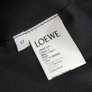 ロエベ LOEWE フィッシャーマンハット ブラック ラムスキン レザ ＃57 ハット シルバー金具 黒 帽子 アナグラム バケットハット