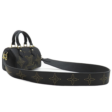 ルイヴィトン LOUIS VUITTON ナノ スピーディ バンドリエール M46745 ノワール モノグラムアンプラントスタッズ 2WAYバッグ ゴールド金具 黒 ショルダー