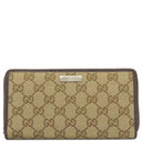グッチ GUCCI GG ジップアラウンドウォレット 307980 ベージュ×ダークブラウン GGキャンバス レザー 長財布 シルバー金具 ガンメタル金具 茶 メタルバー