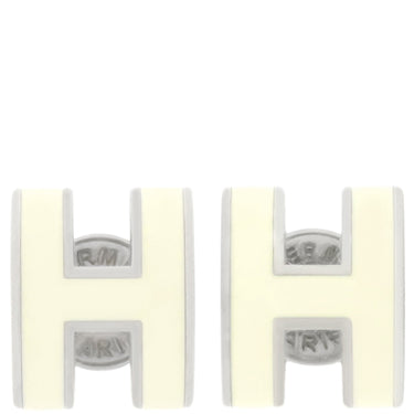 エルメス HERMES ポップアッシュ Hピアス ミニ ジョーヌスフルパールXシルバー メタル エナメル ピアス ミニポップ H型 新品 未使用