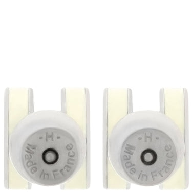 エルメス HERMES ポップアッシュ Hピアス ミニ ジョーヌスフルパールXシルバー メタル エナメル ピアス ミニポップ H型 新品 未使用