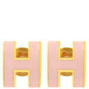 エルメス HERMES ポップアッシュ Hピアス ミニ ローズドラジェXゴールド GP エナメル ピアス ゴールド金具 H型