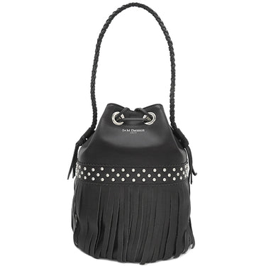 ジェイアンドエム デヴィッドソン J&M DAVIDSON カーニバル ラージ ブラック レザー ショルダーバッグ シルバー金具 黒 肩掛け 巾着 フリンジ