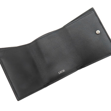 クリスチャン・ディオール Christian Dior CD Icon 三つ折りウォレット 2ESBC110CDI ブラック グレインドカーフスキン 三つ折り財布 シルバー金具 黒 コンパクトウォレット