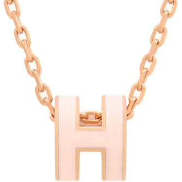 エルメス HERMES ポップアッシュ ミニ ペンダント ローズドラジェXゴールド GP ラッカー ネックレス ゴールド金具 新品 未使用 Hモチーフ