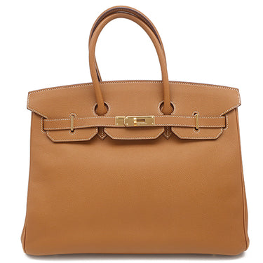 エルメス HERMES バーキン35 ゴールド ヴォーエプソン ハンドバッグ ゴールド金具 茶