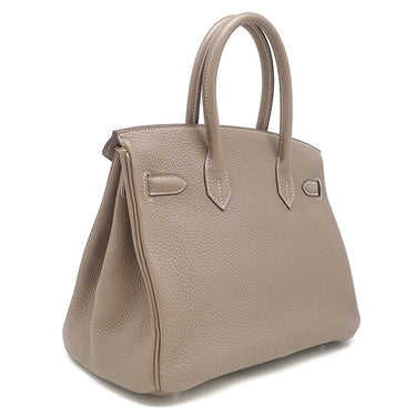 エルメス HERMES バーキン30 エトゥープ トリヨンクレマンス ハンドバッグ シルバー金具 グレージュ