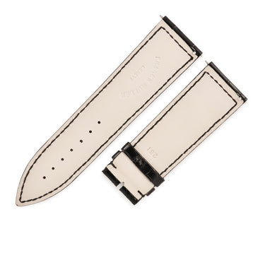 フランクミュラー FRANCK MULLER ロングアイランド(1100/1150/1200)用 クロコバンド ブラック クロコダイル 腕時計パーツ 未使用 純正 替え ベルト マット 24mm ブラック 黒