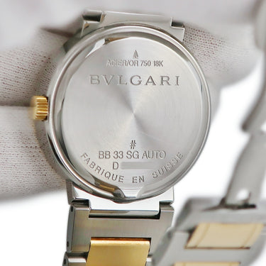 腕時計 ブルガリ BVLGARI ブルガリブルガリ BB 33 SG AUTO 自動巻き メンズ K18YG×SS コンビ ホワイト バー アラビア
