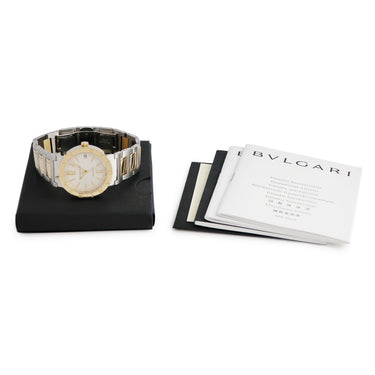 腕時計 ブルガリ BVLGARI ブルガリブルガリ BB 33 SG AUTO 自動巻き メンズ K18YG×SS コンビ ホワイト バー アラビア