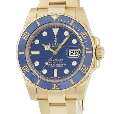 腕時計 ロレックス ROLEX サブマリーナー デイト 116618GLB V番 自動巻き メンズ V番 K18YG無垢 純正8Pダイヤ ブルー ベンツ針