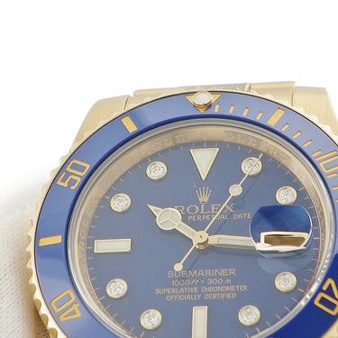 腕時計 ロレックス ROLEX サブマリーナー デイト 116618GLB V番 自動巻き メンズ V番 K18YG無垢 純正8Pダイヤ ブルー ベンツ針