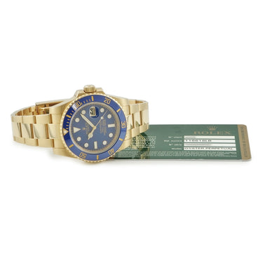 腕時計 ロレックス ROLEX サブマリーナー デイト 116618GLB V番 自動巻き メンズ V番 K18YG無垢 純正8Pダイヤ ブルー ベンツ針