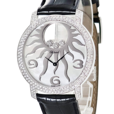 腕時計 ショパール CHOPARD ハッピーダイヤモンド ハッピーサン 207469 クオーツ メンズ K18WG無垢 純正ダイヤ シェル ラウンド