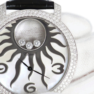腕時計 ショパール CHOPARD ハッピーダイヤモンド ハッピーサン 207469 クオーツ メンズ K18WG無垢 純正ダイヤ シェル ラウンド