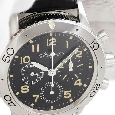 腕時計 ブレゲ BREGUET タイプXX アエロナバル 3800ST/92/3W6 自動巻き メンズ ブラック 初期型 フライバッククロノ 金リューズ 希少