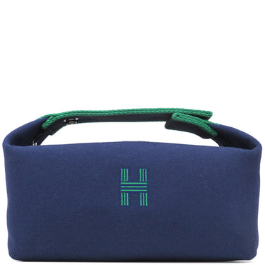 エルメス HERMES ブリッド ア ブラック PM マリン トワルアッシュ ポーチ シルバー金具 新品 未使用 紺 ハンドバッグ バニティバッグ