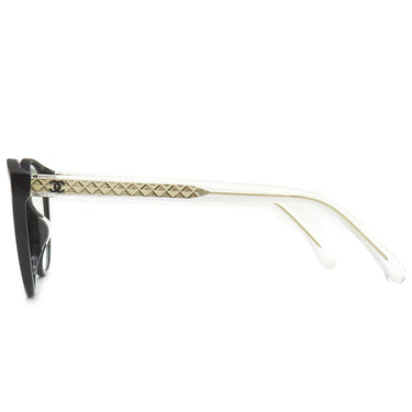 シャネル CHANEL ココマーク 53□18 3401-A ブラック×クリア プラスチック メガネ シャンパンゴールド金具 黒 クリアレンズ ボストン