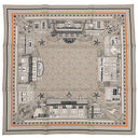 エルメス HERMES カレ55 CARRE グリサンドル×オレンジ×ブラック シルク スカーフ 新品 未使用【HERMES-PARIS STATION/パリステーション】