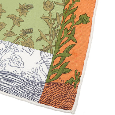エルメス HERMES カレ90 CARRE グリーン×イエロー×オレンジ シルク スカーフ 【DELLA CAVALLERIA FAVOLOSA/デッラ カヴァッレリア ファヴォローサ】