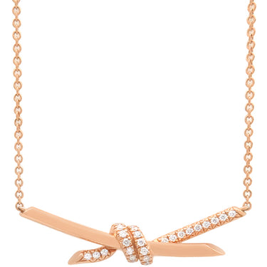 ティファニー Tiffany & Co ノット ダイヤ ローズゴールド K18PG ダイヤモンド ネックレス ピンクゴールド 18K 750