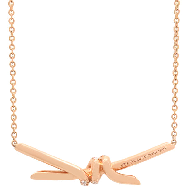 ティファニー　ダイヤネックレス　ピンクゴールド　SPAIN AU750 TIFFANY&Co. ティファニー 美品 ソレスト ダイヤ ネックレス