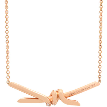 ティファニー Tiffany & Co ノット ダイヤ ローズゴールド K18PG ダイヤモンド ネックレス ピンクゴールド 18K 750