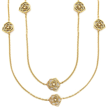 ピアジェ PIAGET ローズ 10モチーフ ダイヤ ピンクゴールド K18PG ダイヤモンド ネックレス 750PG