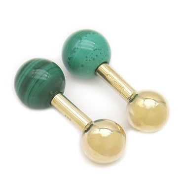 ティファニー Tiffany & Co グリーン×イエローゴールド K14YG マラカイト カフス T&Co. Au585 14K マラカイト 緑 カフリンクス カフスボタン ボール バーベルタイプ