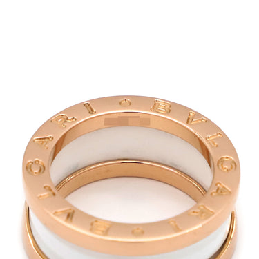 ブルガリ BVLGARI ビーゼロワン B-zero1 2バンド AN855964 ホワイト×ピンクゴールド K18PG セラミック #48(JP8) リング 指輪 750 Au750 18金 7.5号