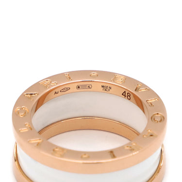 ブルガリ BVLGARI ビーゼロワン B-zero1 2バンド AN855964 ホワイト×ピンクゴールド K18PG セラミック #48(JP8) リング 指輪 750 Au750 18金 7.5号